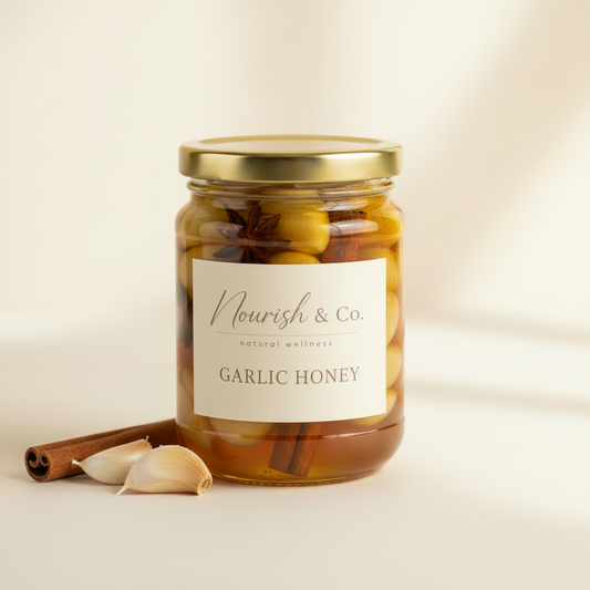 Golden Garlic Honey - Matched Background